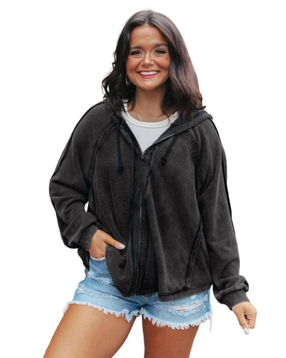 Azura Exchange Oversized Zip Up Hoodie with Pockets - L