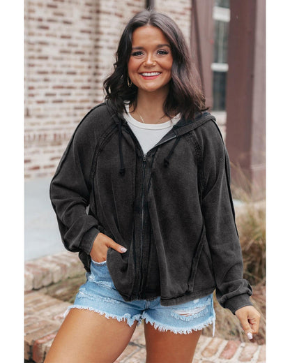 Azura Exchange Oversized Zip Up Hoodie with Pockets - M