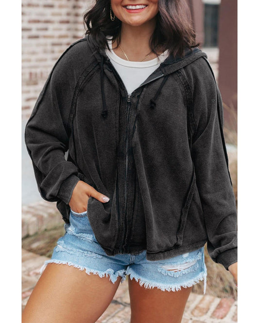 Azura Exchange Oversized Zip Up Hoodie with Pockets - S