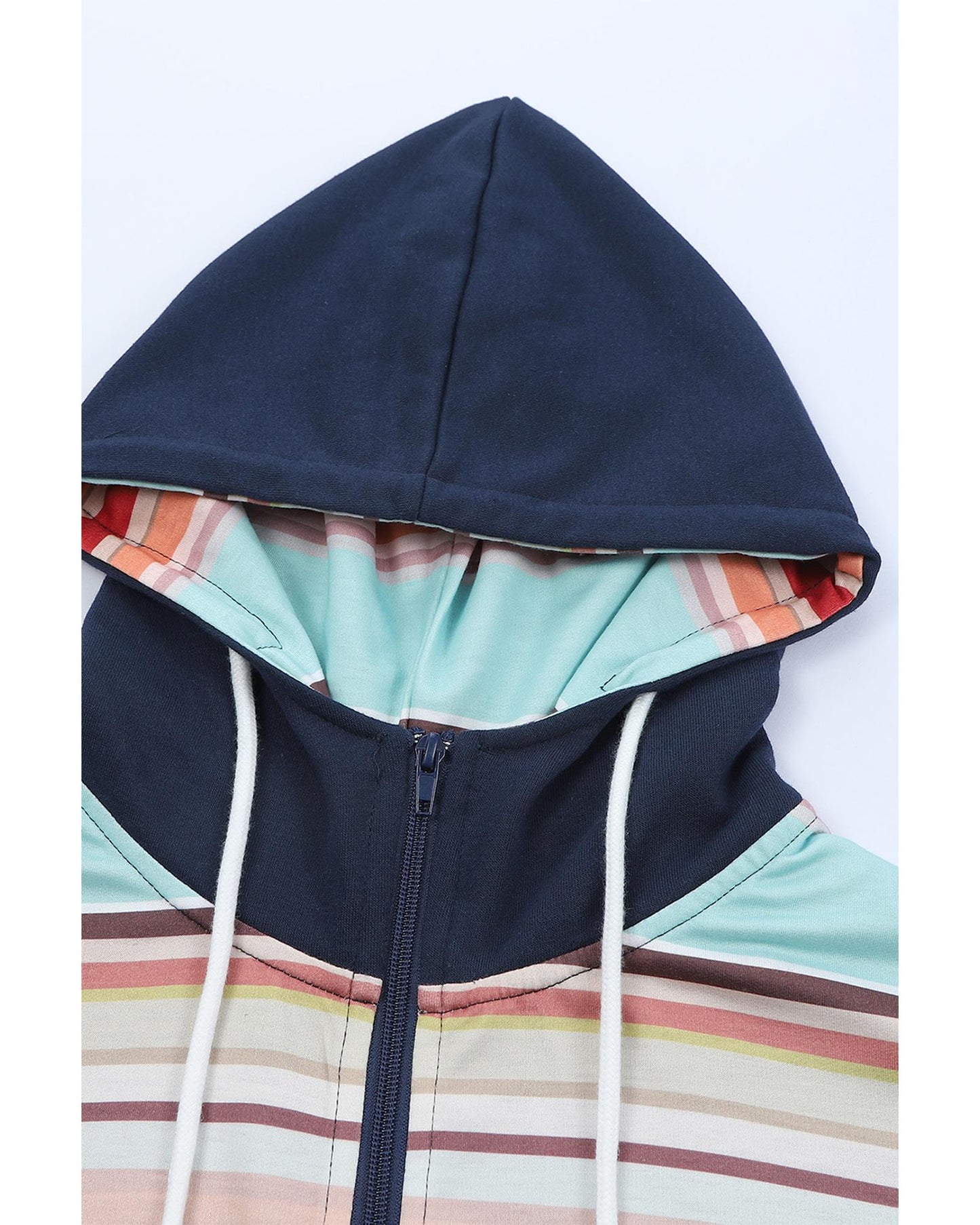 Azura Exchange Color Block Thumbhole Sleeve Full Zip Hoodie - M