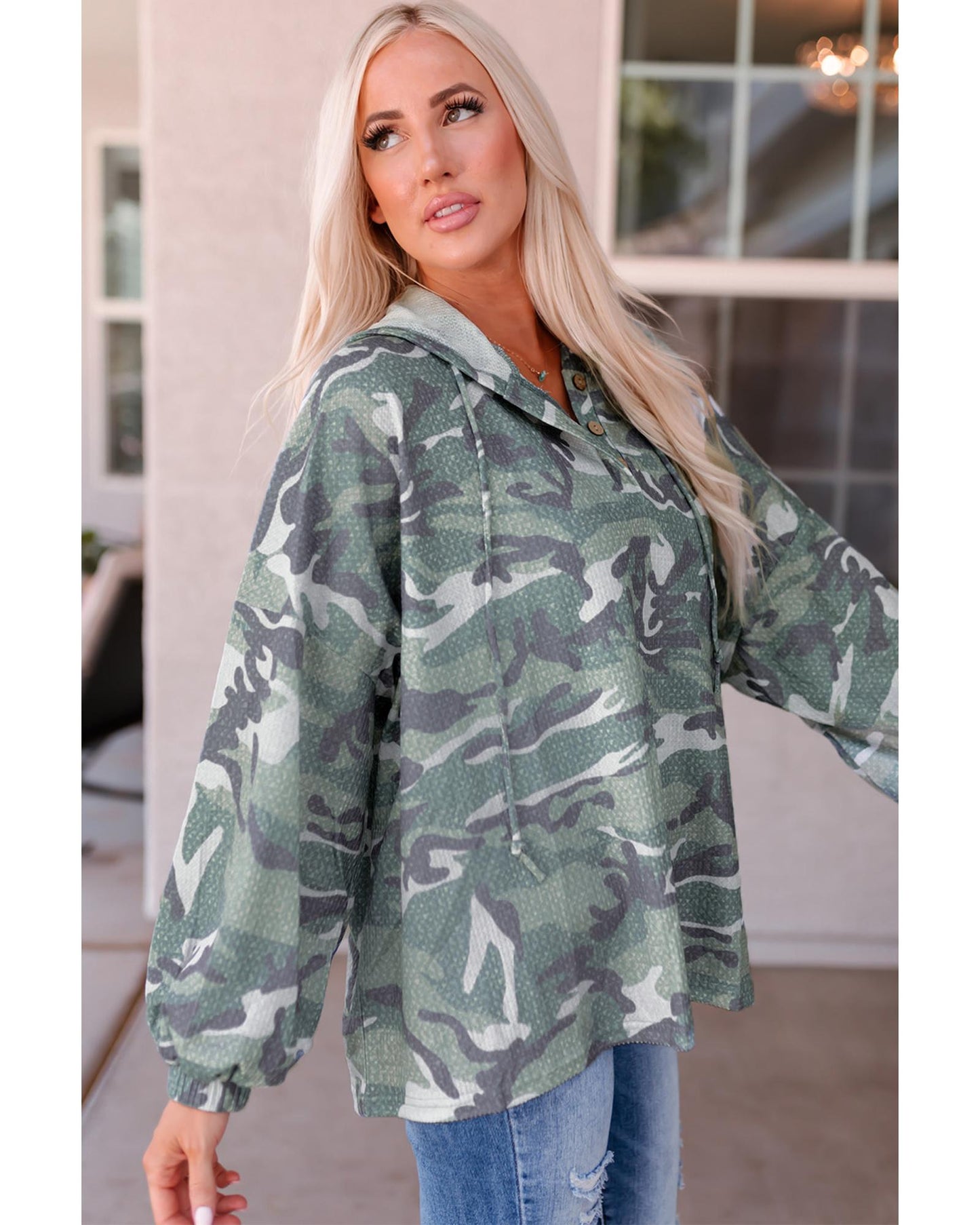 Azura Exchange Camo Print Oversize Hoodie - M