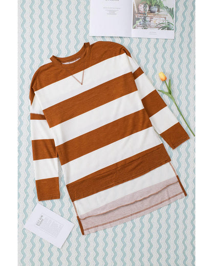 Azura Exchange Drop Shoulder Striped Sweatshirt - L