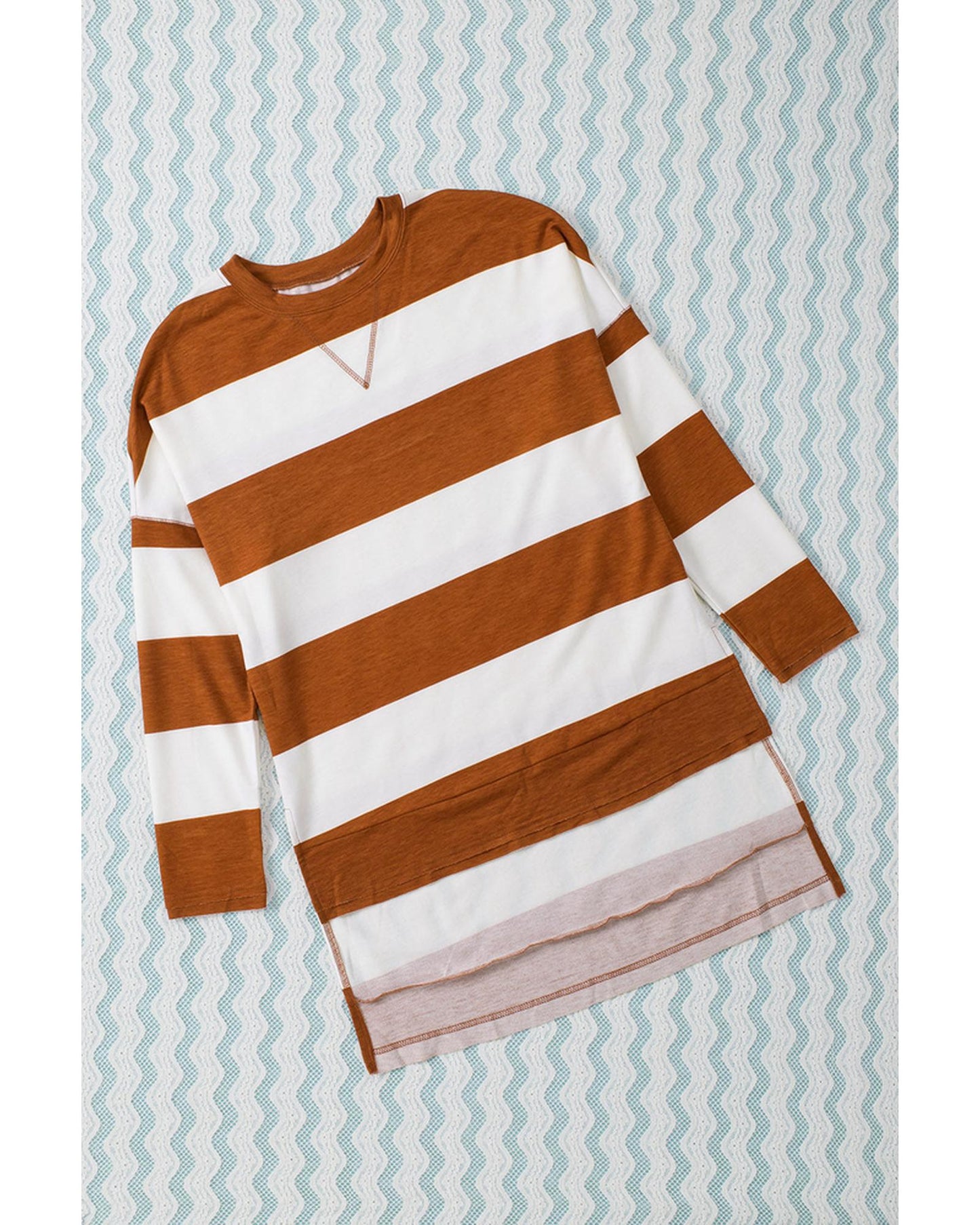 Azura Exchange Drop Shoulder Striped Sweatshirt - L