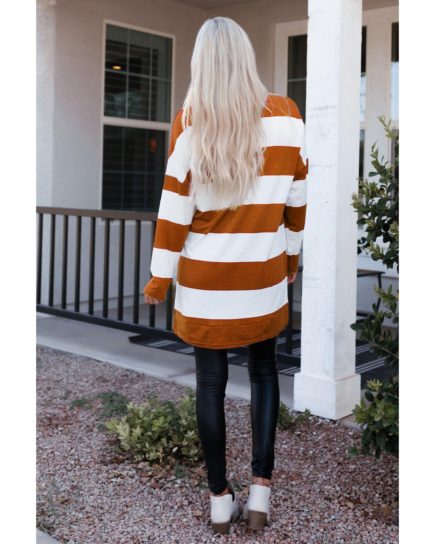 Azura Exchange Drop Shoulder Striped Sweatshirt - M