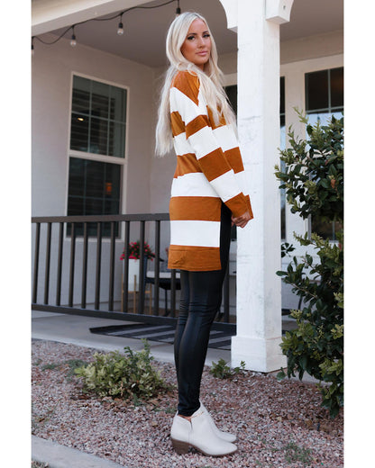 Azura Exchange Drop Shoulder Striped Sweatshirt - M