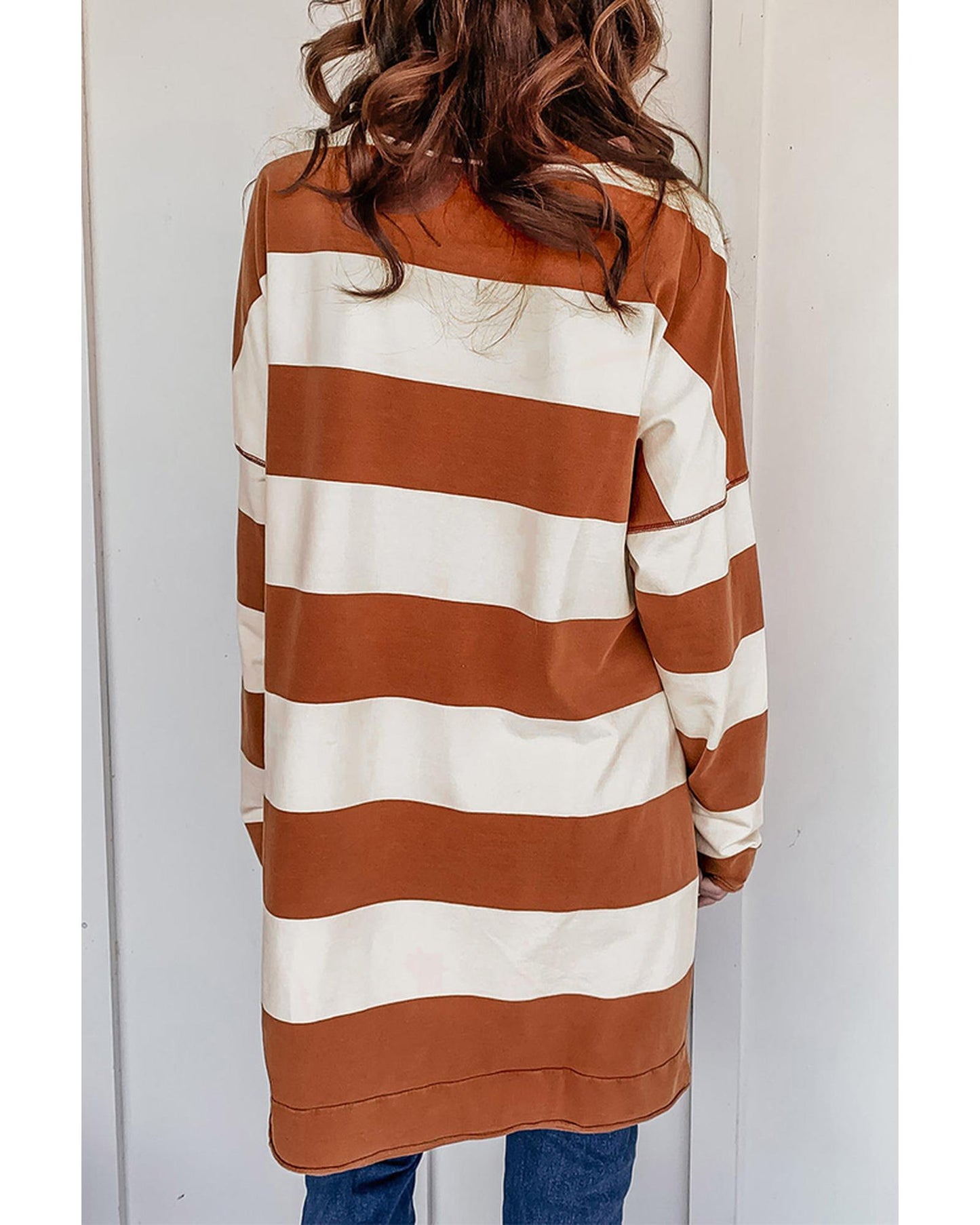 Azura Exchange Drop Shoulder Striped Sweatshirt - M