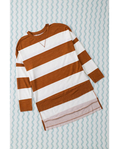 Azura Exchange Drop Shoulder Striped Sweatshirt - M