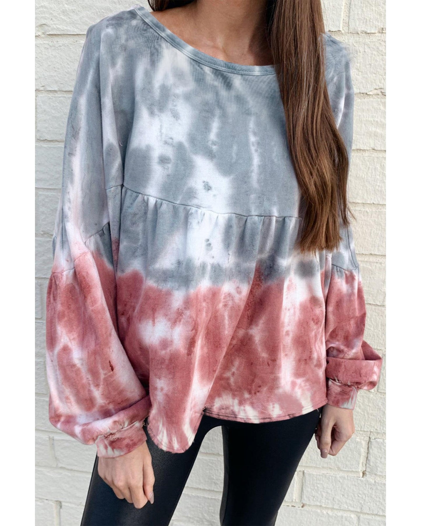 Azura Exchange Bishop Sleeve Tie Dye Sweatshirt - M