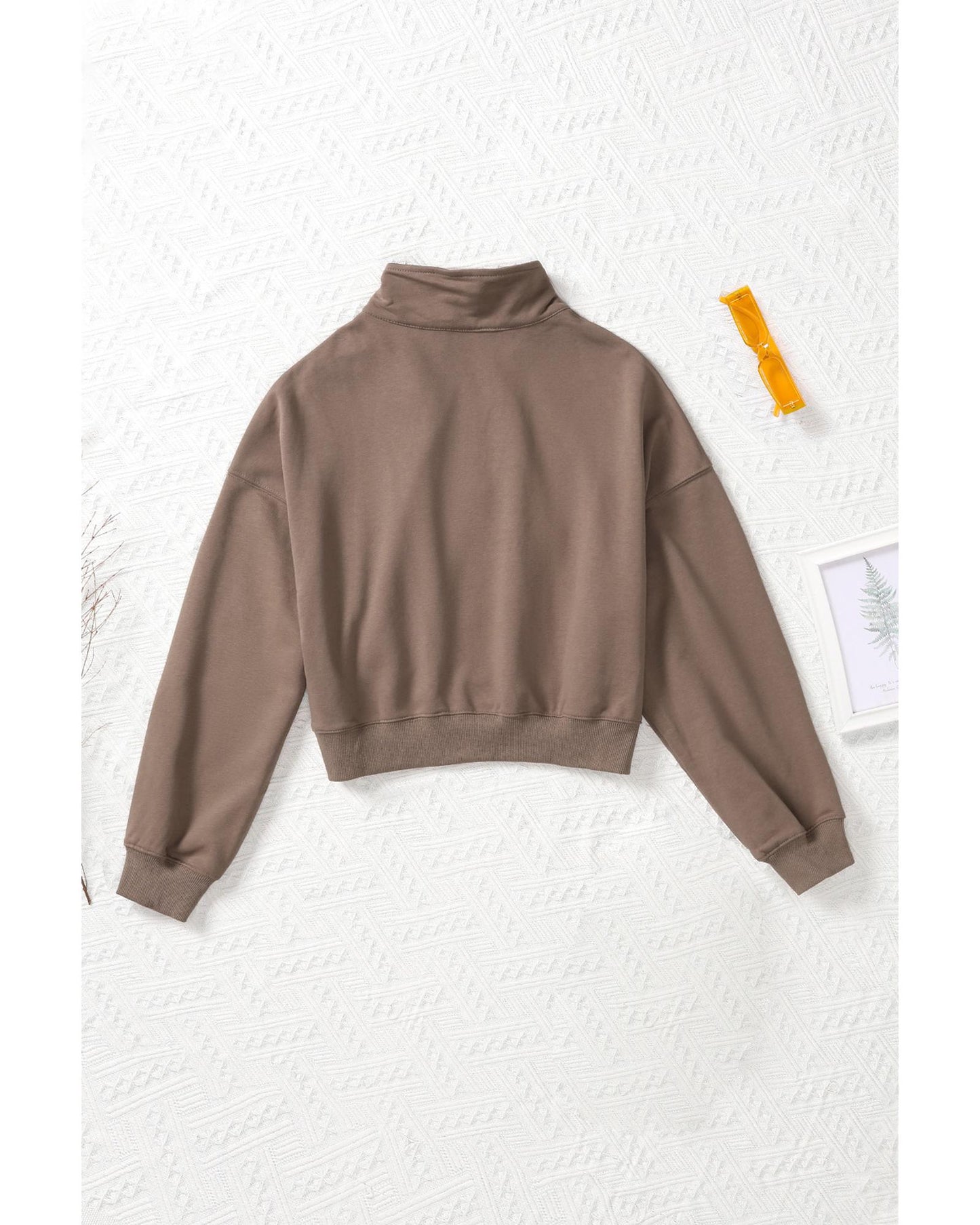 Azura Exchange Zipped Cropped Sweatshirt with Pocket - L