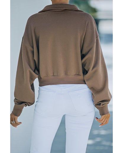 Azura Exchange Zipped Cropped Sweatshirt with Pocket - L