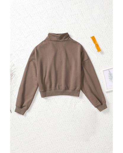 Azura Exchange Zipped Cropped Sweatshirt with Pocket - M