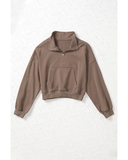 Azura Exchange Zipped Cropped Sweatshirt with Pocket - XL