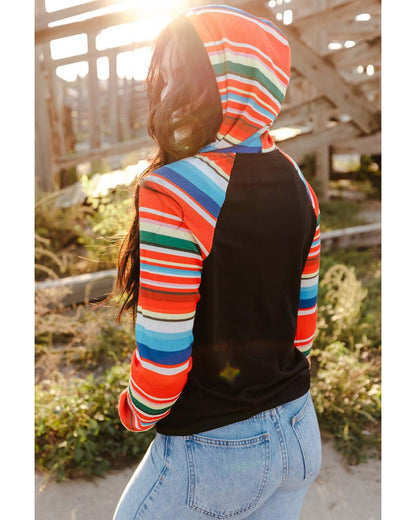 Azura Exchange Striped Patchwork Kangaroo Pocket Hoodie - 2XL