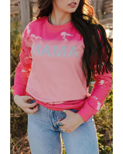 Azura Exchange Mama Rhinestone Letter Graphic Tie Dye Pullover - M