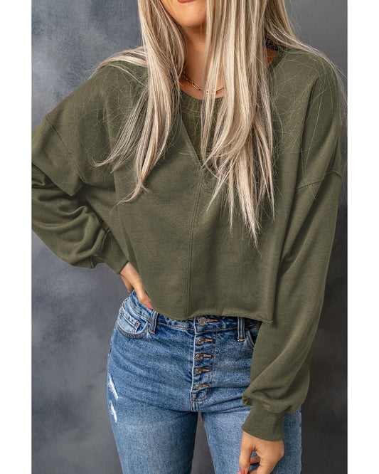 Azura Exchange Cropped Drop Shoulder Sweatshirt - L