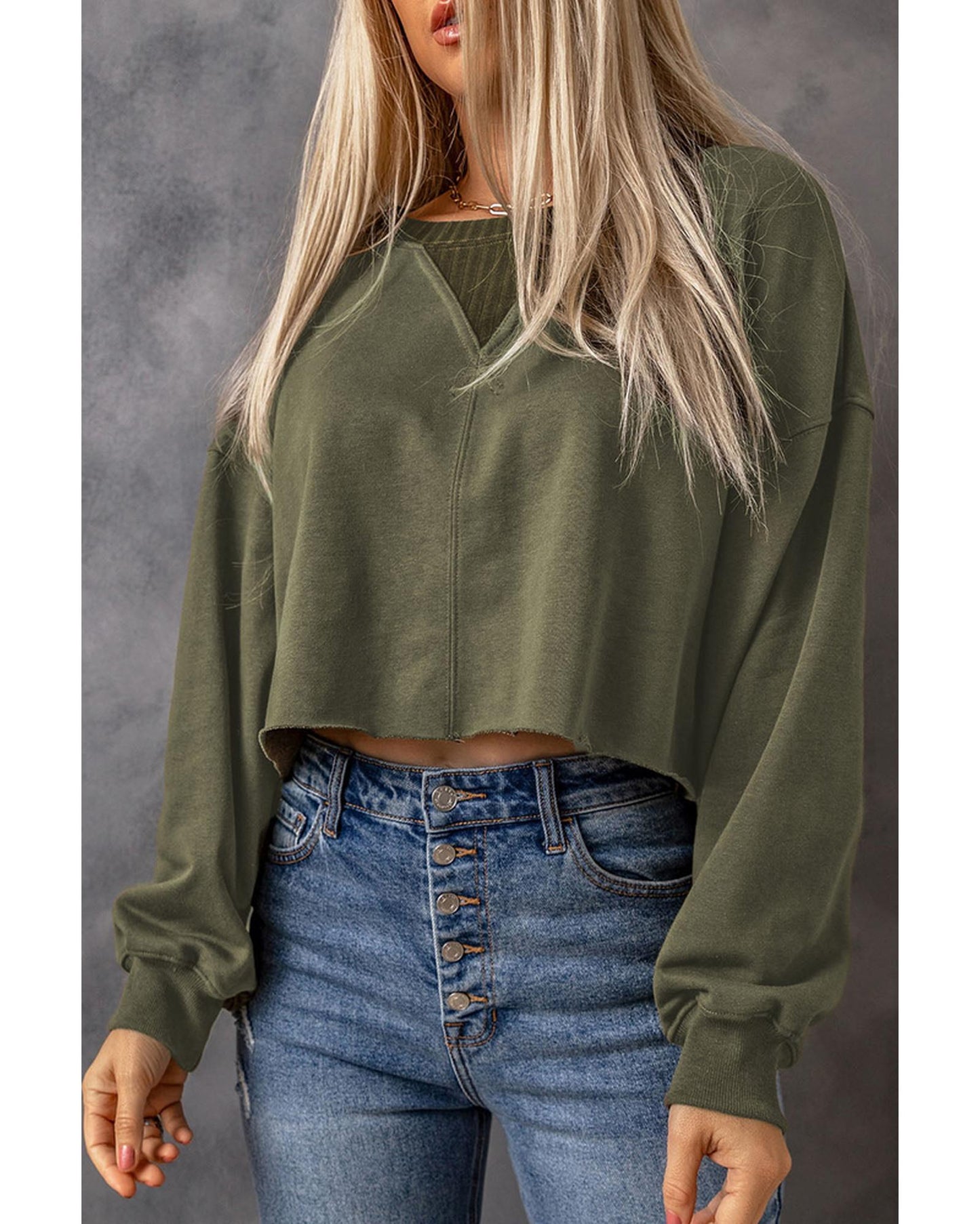 Azura Exchange Cropped Drop Shoulder Sweatshirt - S