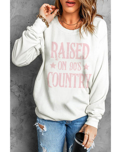 Azura Exchange RAISED ON 90S COUNTRY Print Pullover Sweatshirt - L