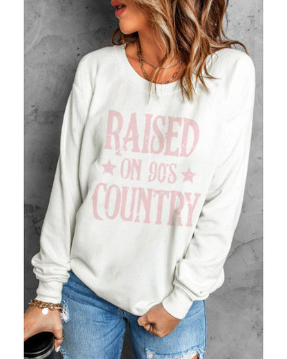 Azura Exchange RAISED ON 90S COUNTRY Print Pullover Sweatshirt - L