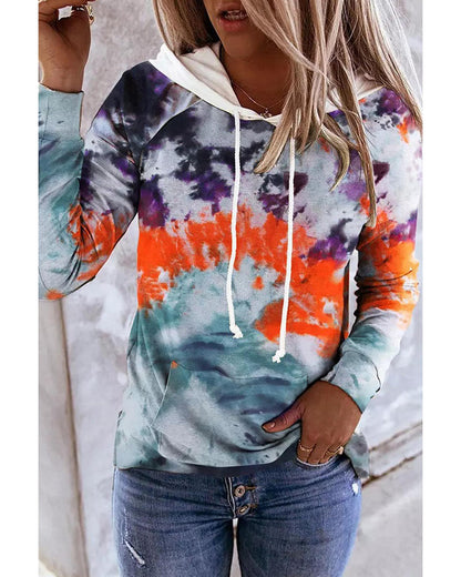 Azura Exchange Tie Dye Drawstring Hoodie with Kangaroo Pocket - M