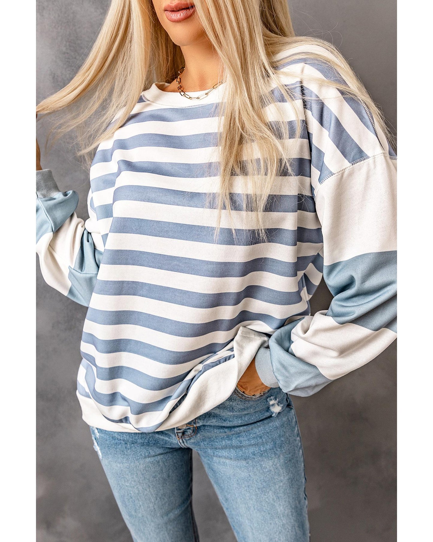 Azura Exchange Drop Shoulder Striped Pullover Sweatshirt - 2XL