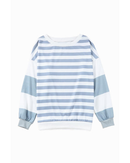 Azura Exchange Drop Shoulder Striped Pullover Sweatshirt - L