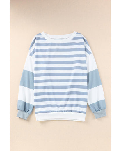 Azura Exchange Drop Shoulder Striped Pullover Sweatshirt - M