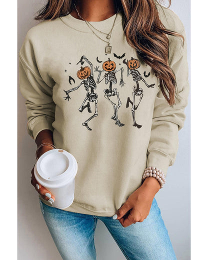 Azura Exchange Pumpkin Skull Graphic Crew Neck Sweatshirt - L