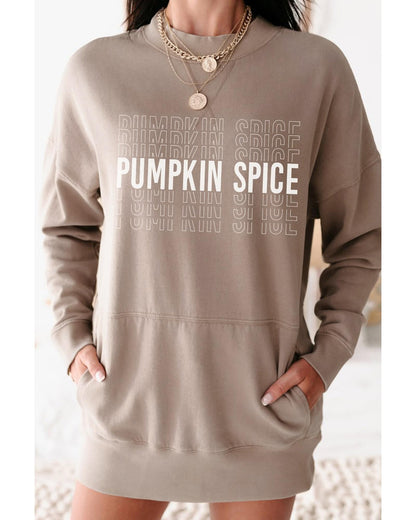 Azura Exchange Pumpkin Spice Print Sweatshirt Dress - M