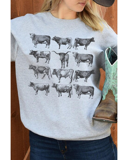 Azura Exchange Bull Graphic Print Long Sleeve Sweatshirt - 2XL