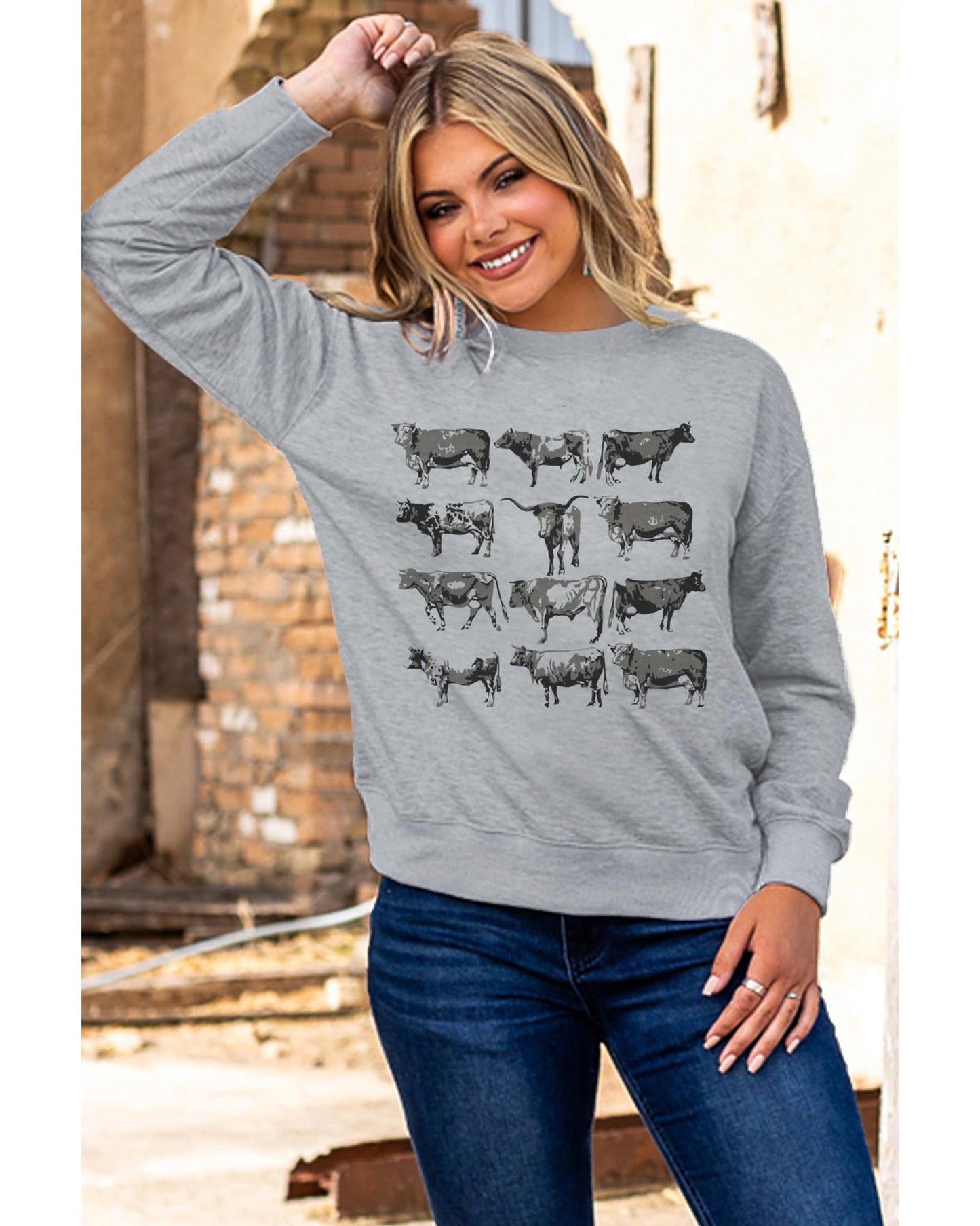 Azura Exchange Bull Graphic Print Long Sleeve Sweatshirt - 2XL