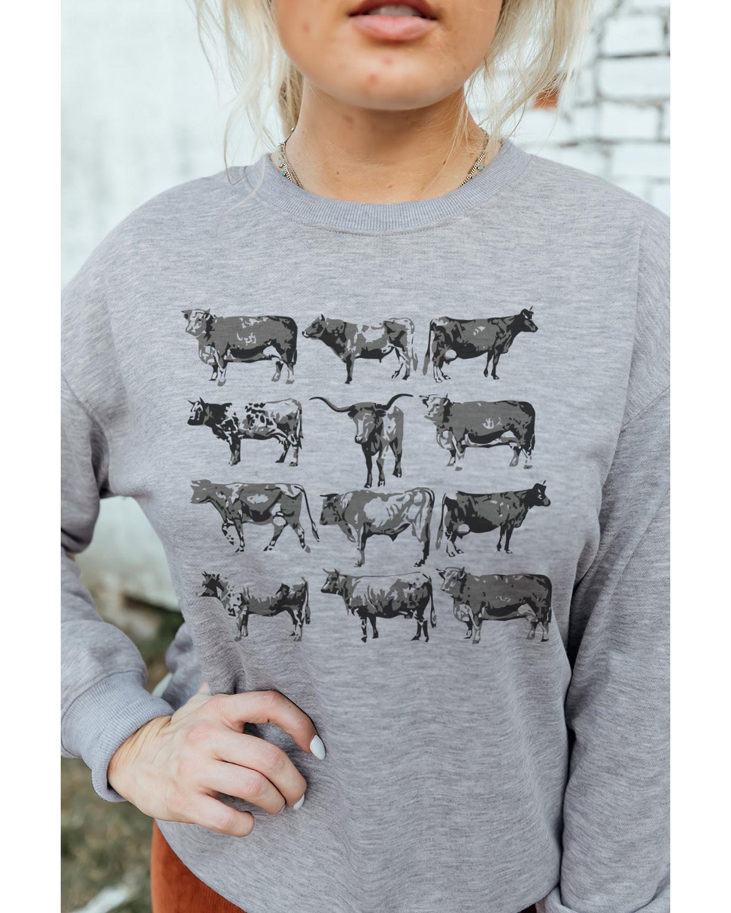 Azura Exchange Bull Graphic Print Long Sleeve Sweatshirt - 2XL