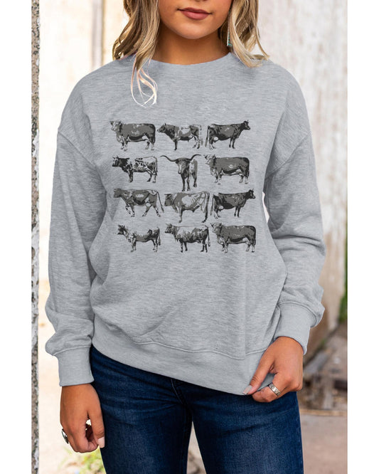 Azura Exchange Bull Graphic Print Long Sleeve Sweatshirt - L