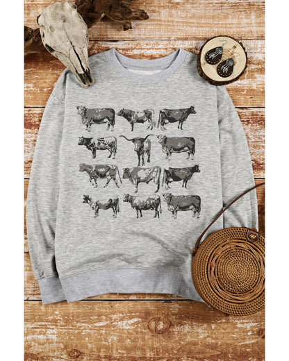 Azura Exchange Bull Graphic Print Long Sleeve Sweatshirt - L