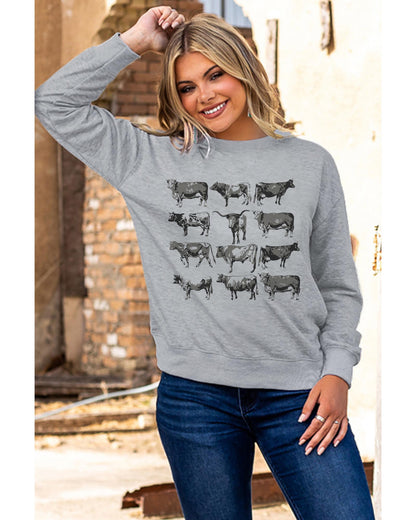 Azura Exchange Bull Graphic Print Long Sleeve Sweatshirt - L