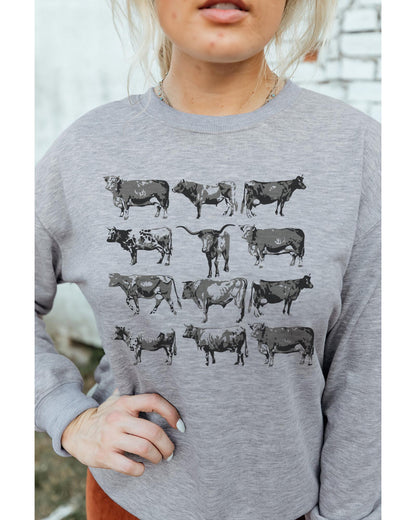 Azura Exchange Bull Graphic Print Long Sleeve Sweatshirt - L