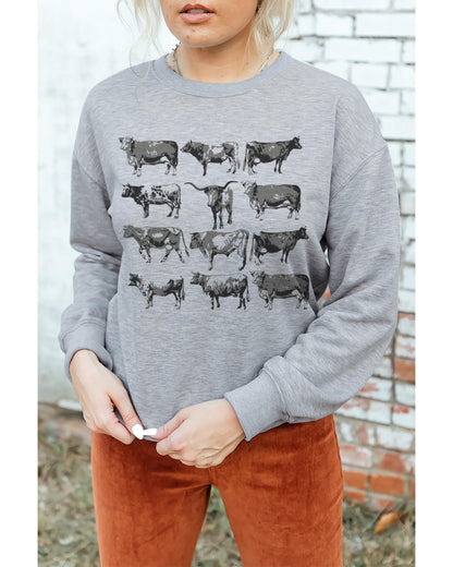 Azura Exchange Bull Graphic Print Long Sleeve Sweatshirt - L