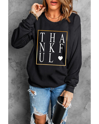 Azura Exchange Thankful Heart Print Sweatshirt - S