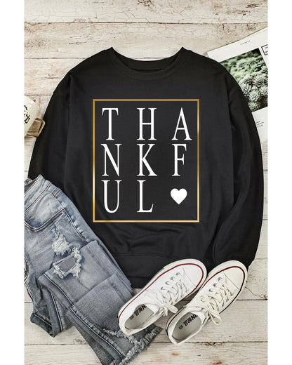 Azura Exchange Thankful Heart Print Sweatshirt - XL
