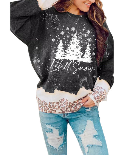 Azura Exchange Christmas Graphic Leopard Bleached Sweatshirt - M