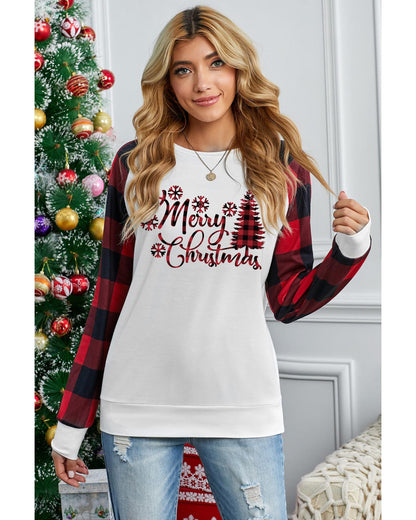 Azura Exchange Merry Christmas Plaid Graphic Print Sweatshirt - 2XL