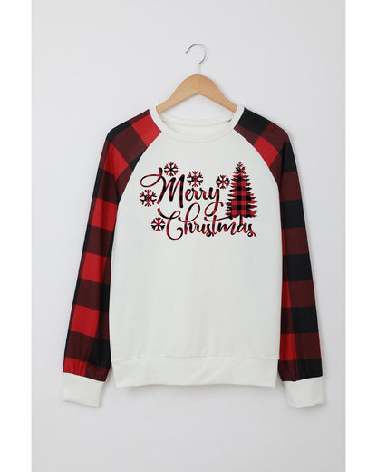 Azura Exchange Merry Christmas Plaid Graphic Print Sweatshirt - 2XL