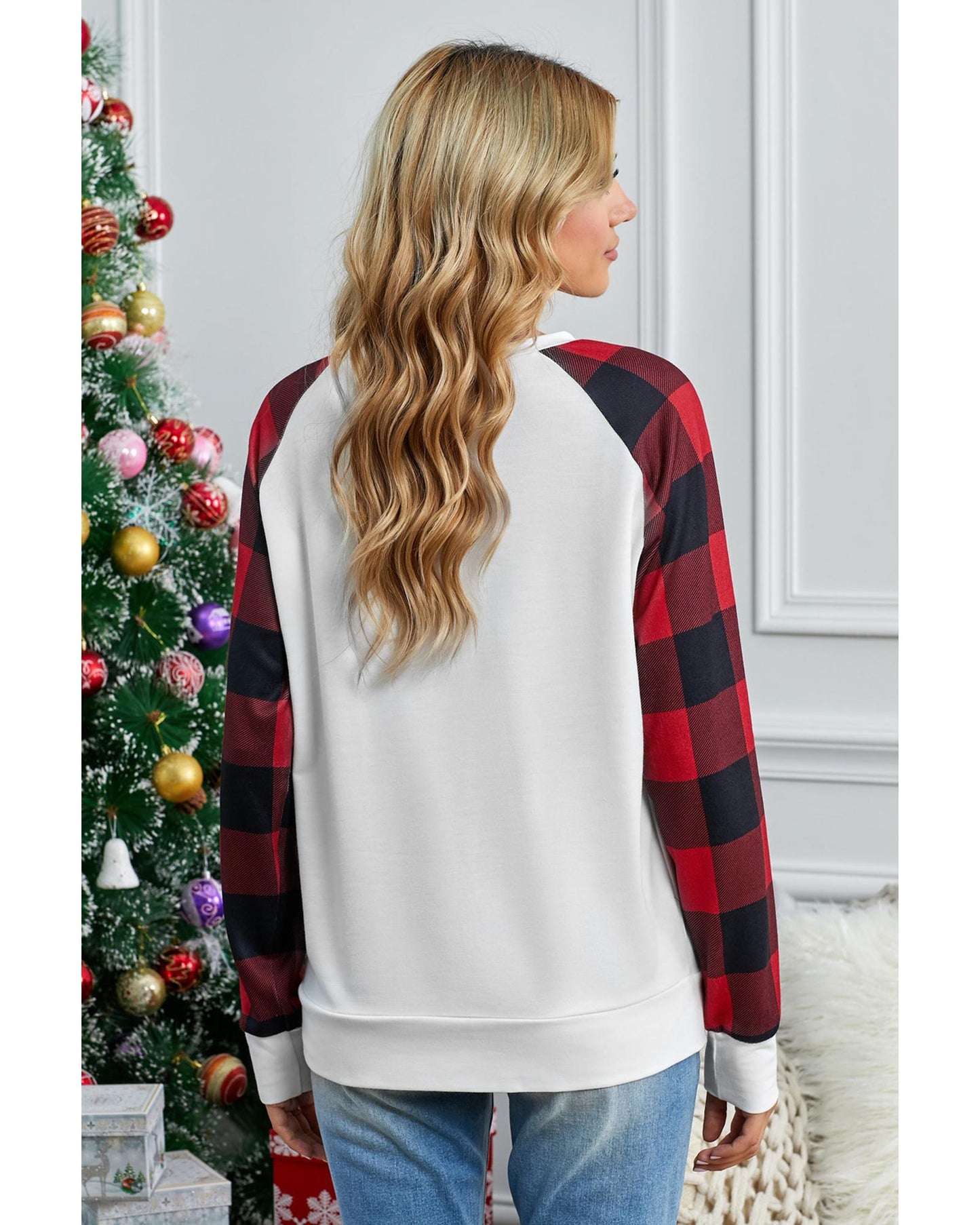 Azura Exchange Merry Christmas Plaid Graphic Print Sweatshirt - 2XL