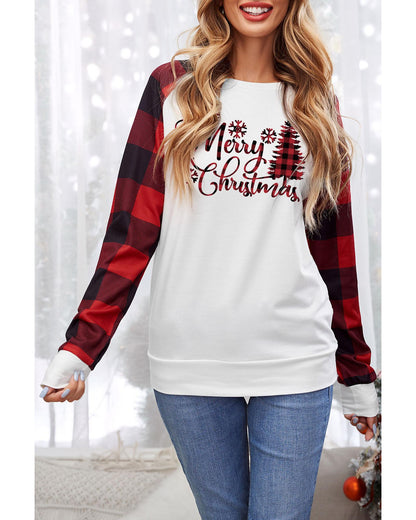 Azura Exchange Merry Christmas Plaid Graphic Print Sweatshirt - 2XL