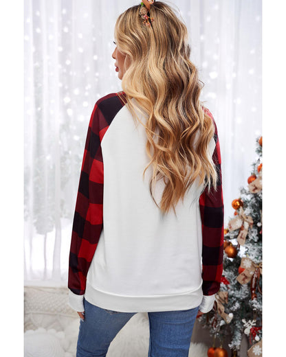 Azura Exchange Merry Christmas Plaid Graphic Print Sweatshirt - L