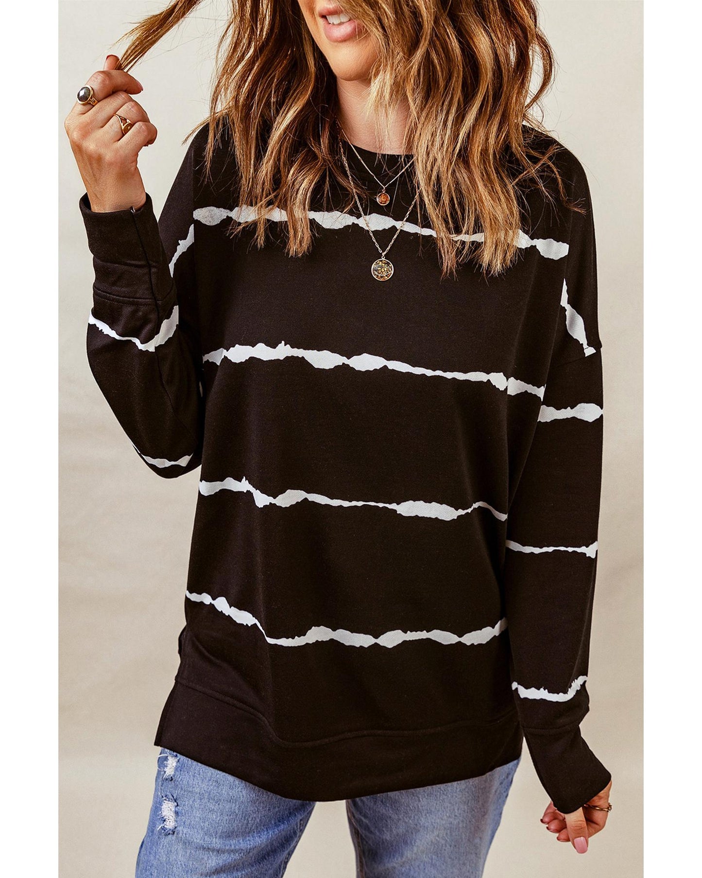 Azura Exchange Abstract Striped Long Sleeve Sweatshirt - 2XL