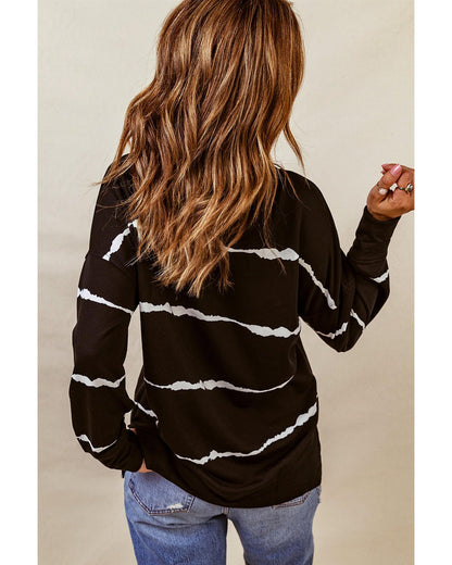 Azura Exchange Abstract Striped Long Sleeve Sweatshirt - L