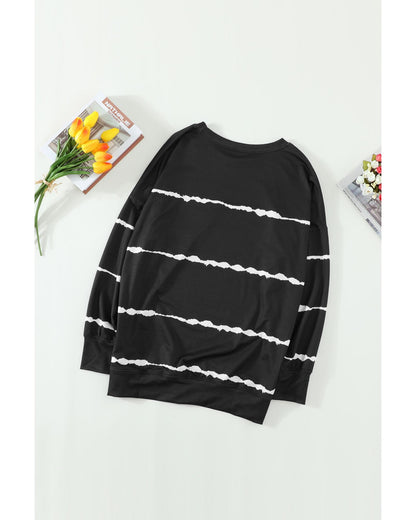 Azura Exchange Abstract Striped Long Sleeve Sweatshirt - L