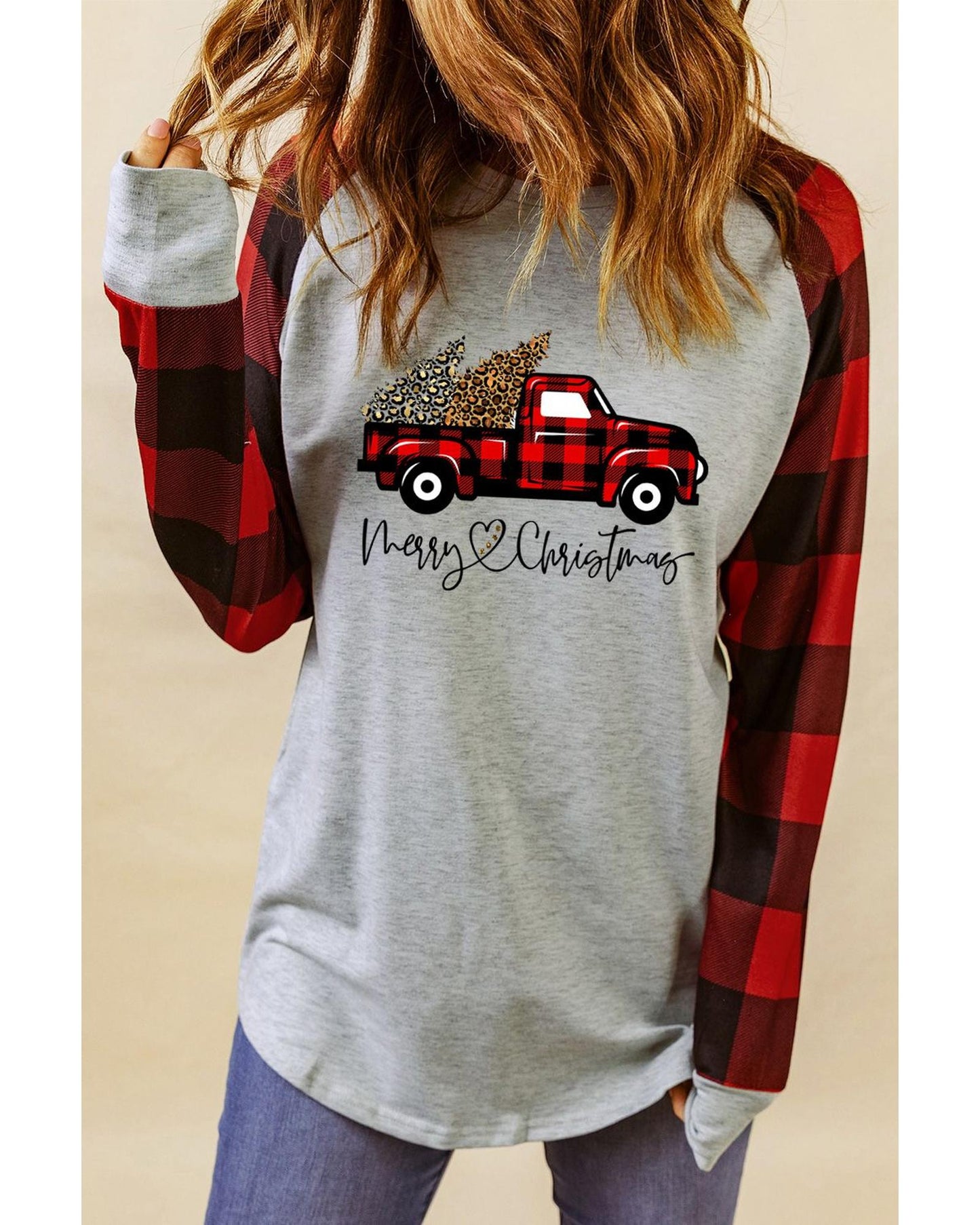 Azura Exchange Merry Christmas Plaid Patchwork Pullover Sweatshirt - L