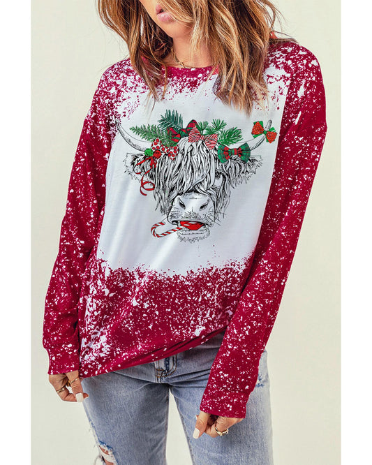 Azura Exchange Bleach Print Long Sleeve Sweatshirt - L