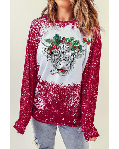 Azura Exchange Bleach Print Long Sleeve Sweatshirt - M